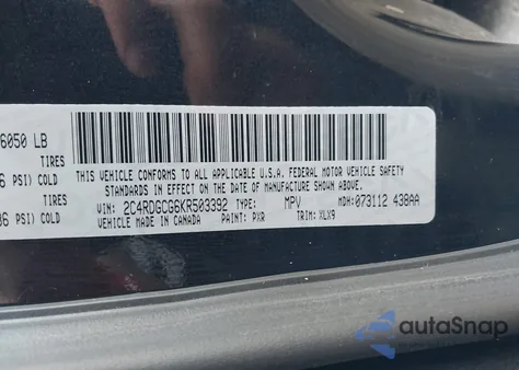 2019 Dodge Grand Caravan Sxt from USA, damaged, VIN 2C4RDGCG6KR503392